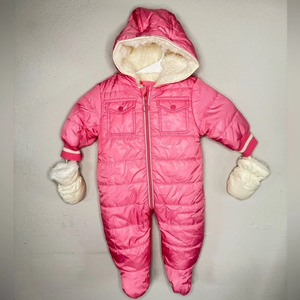 URBAN REPUBLIC Baby Girl's Hooded Faux Shearling Lined Footie 0-3 months